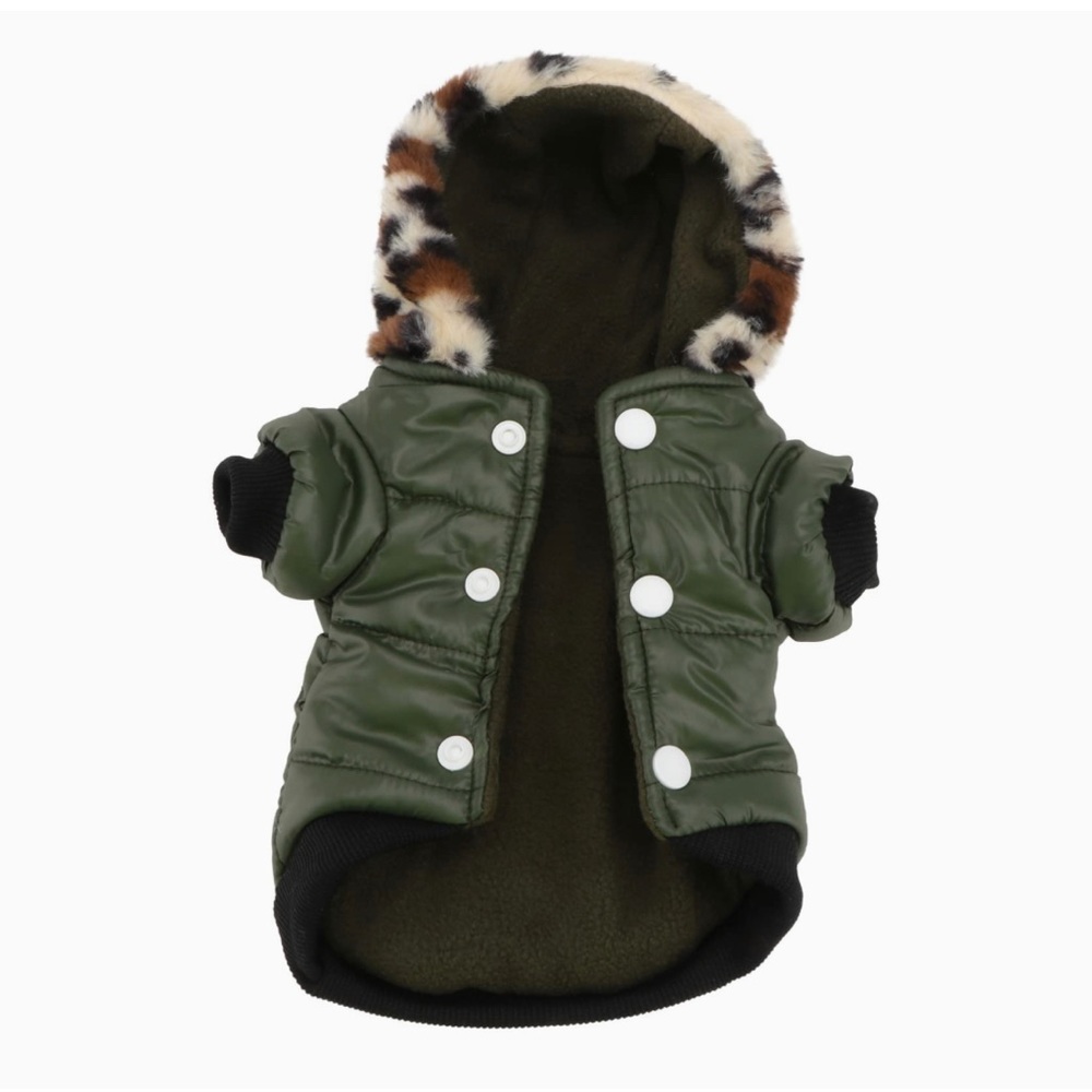 NWOT Cute XS Green Hooded Dog or Cat Hooded Jacket / Coat